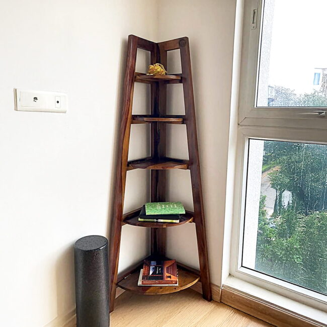 Wooden Corner Bookshelf