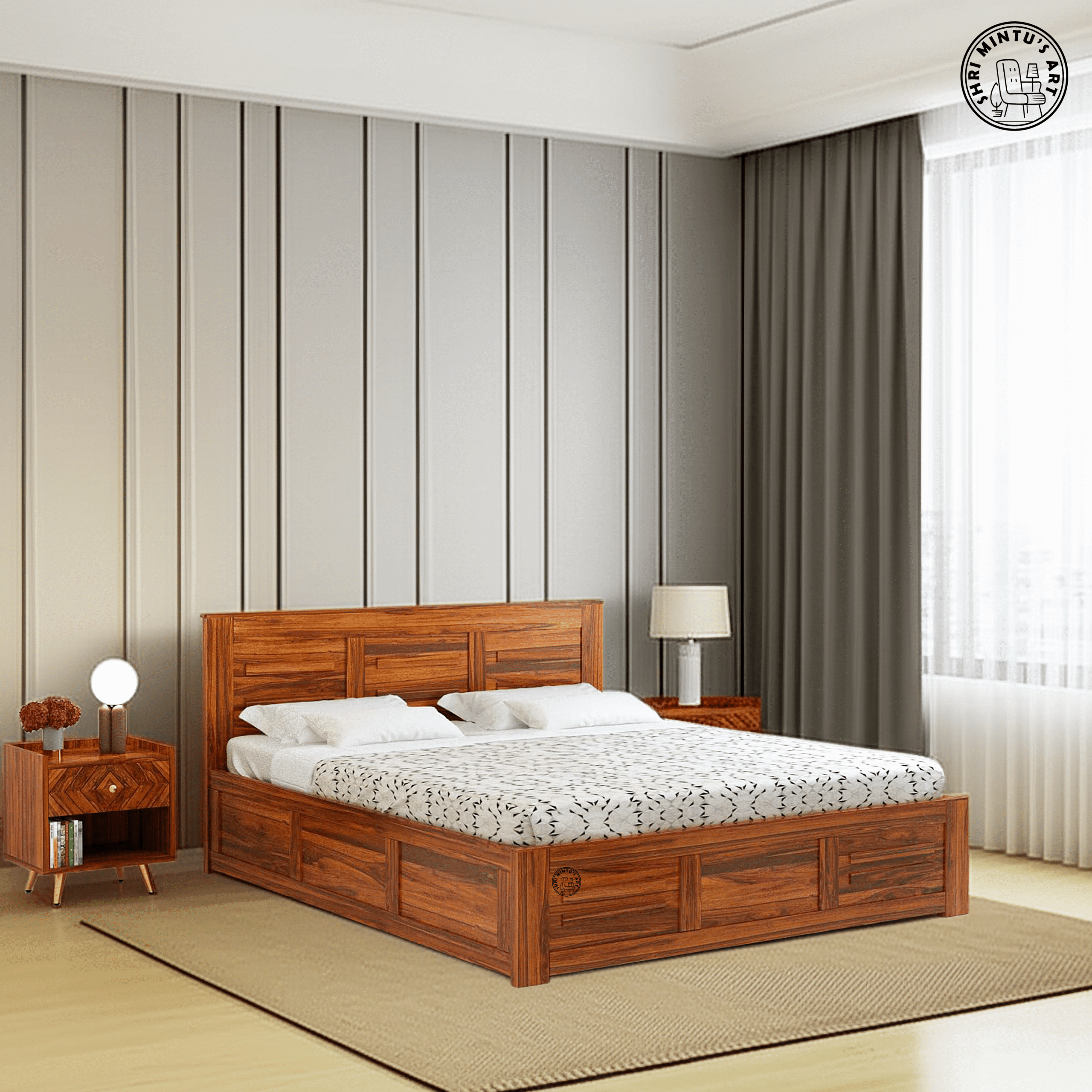 wooden king size bed