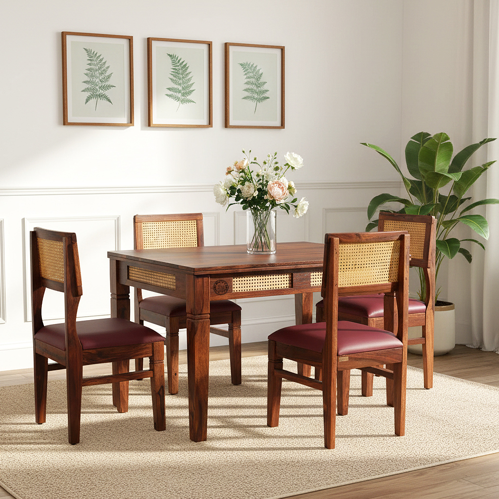 4 seater solid wood dining set