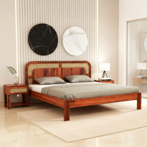 Solid wood bed