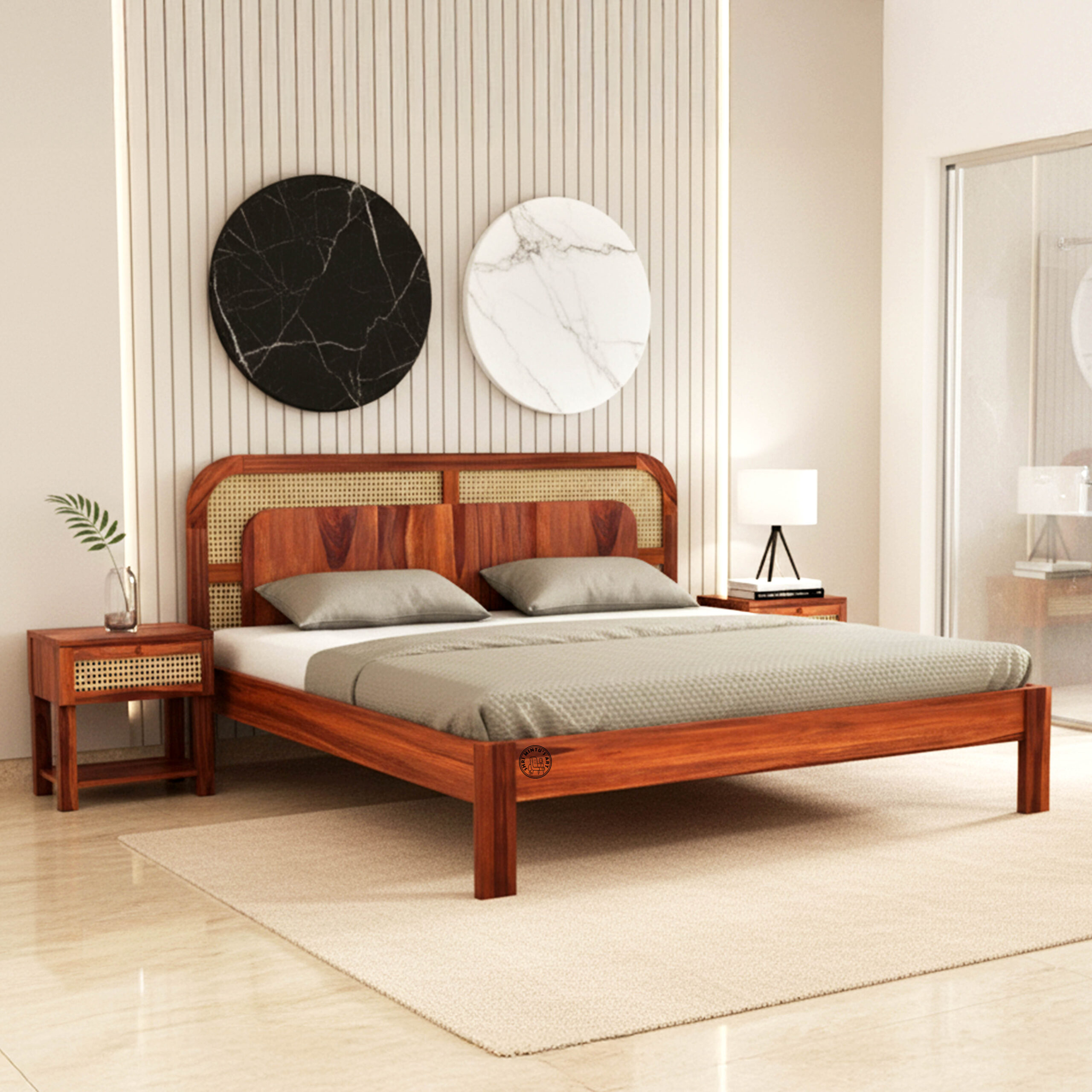 Solid wood bed