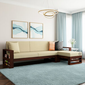 Solid wood L-shape sofa