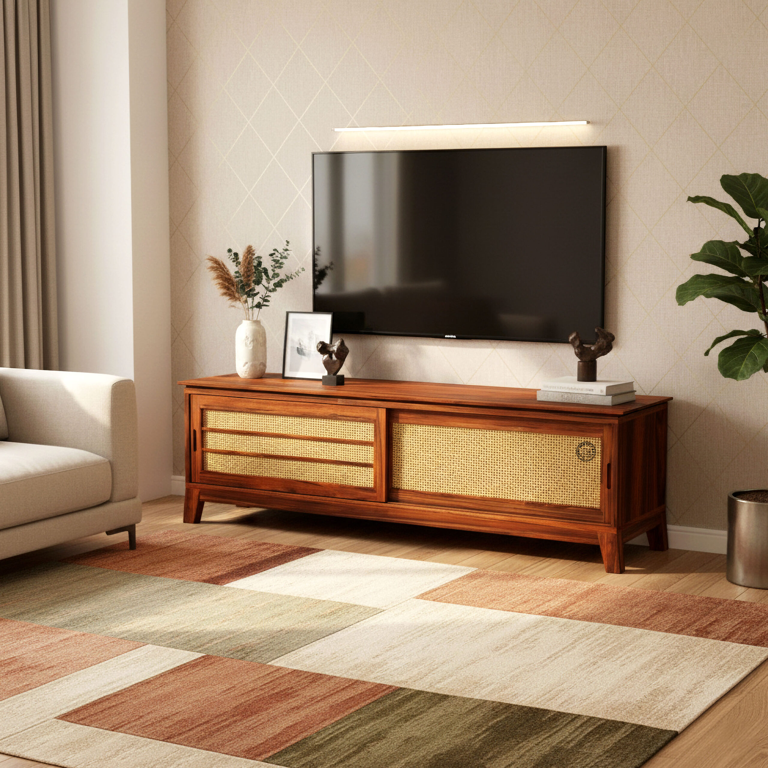 Solid wood tv stand