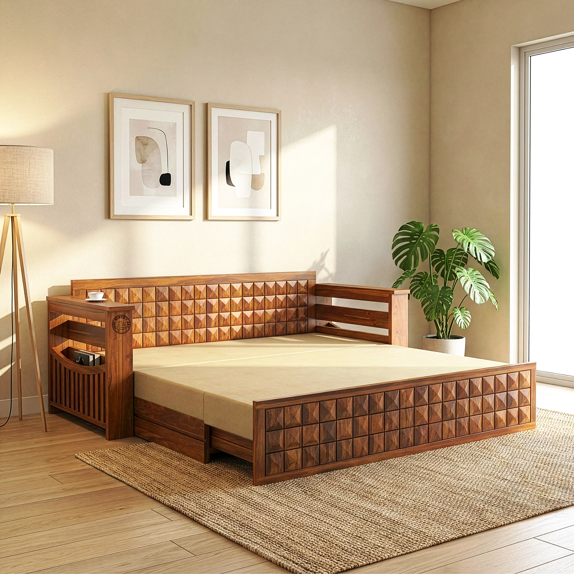 wooden sofa cum bed