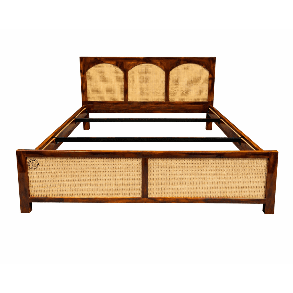 wooden double bed