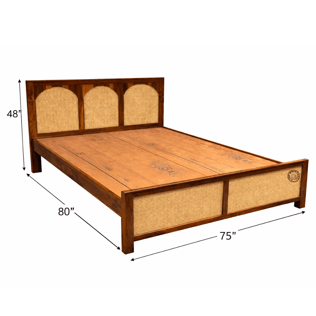 wooden cane bed